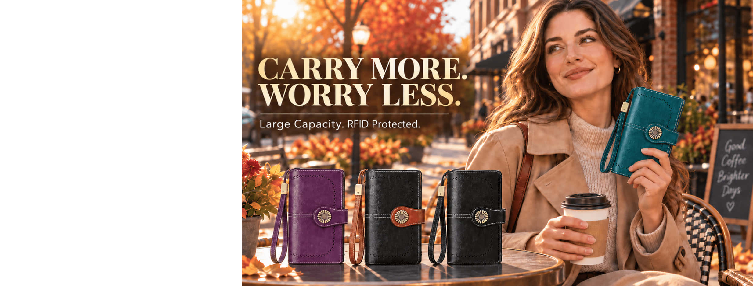 A poster promoting ladies wallets