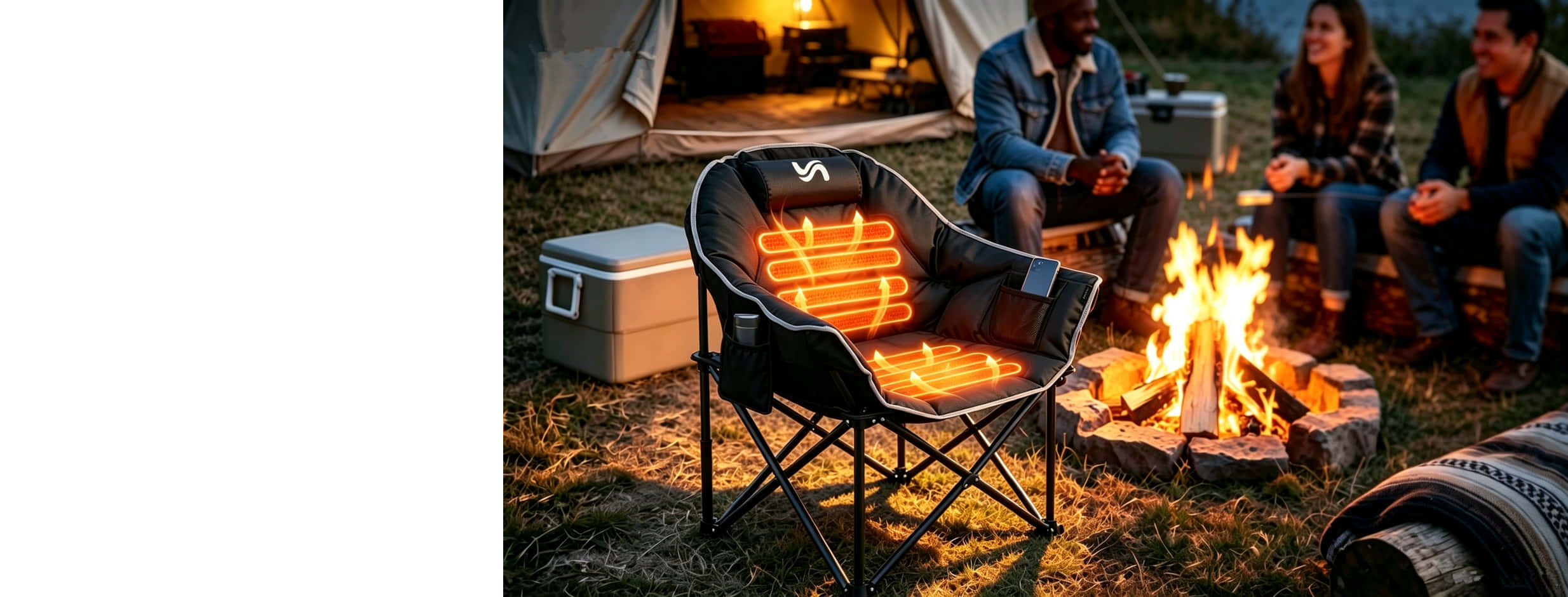 Black Heated Camping chair for Adults